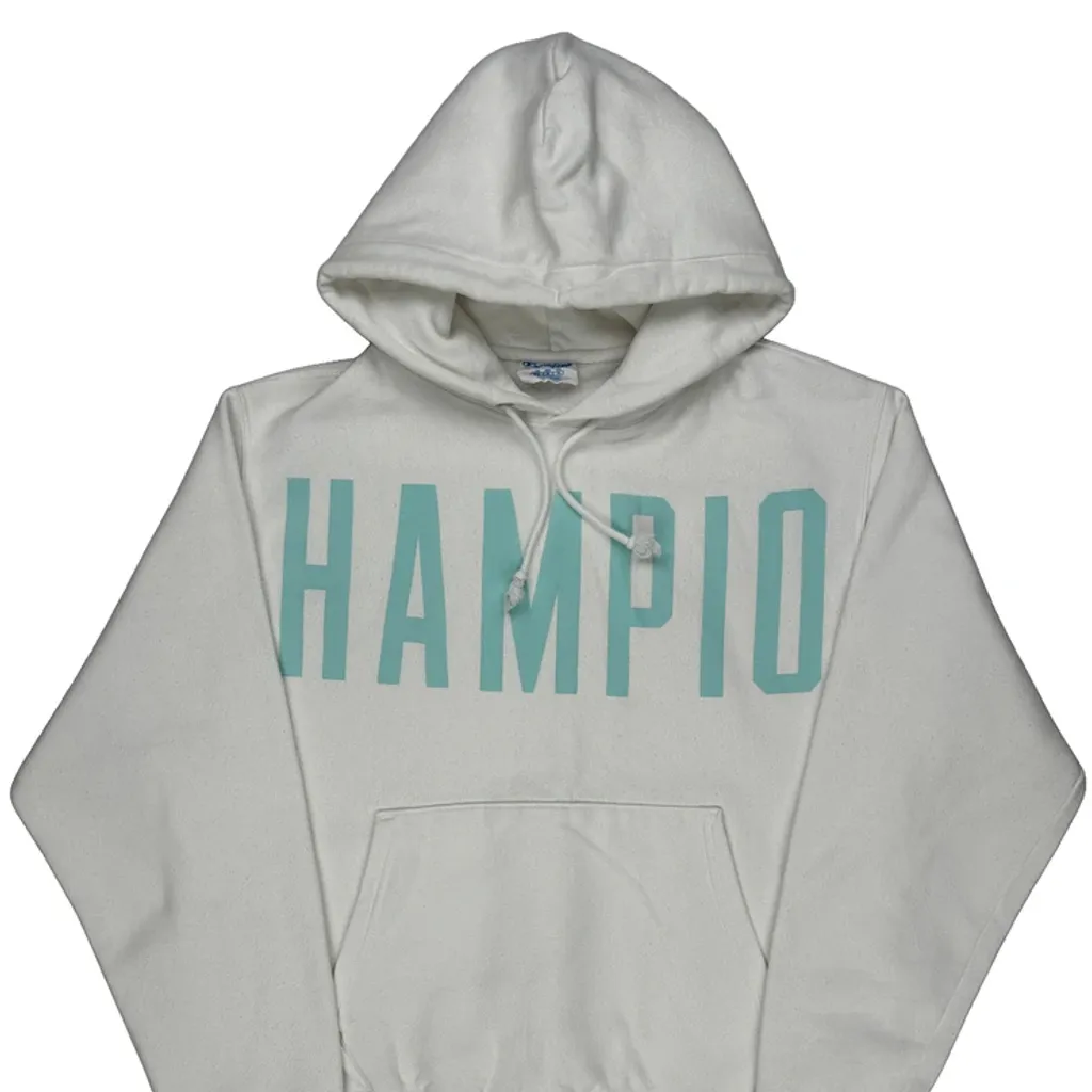 Reverse Weave Champion Spellout Hoodie - Medium White Cotton - Image 4