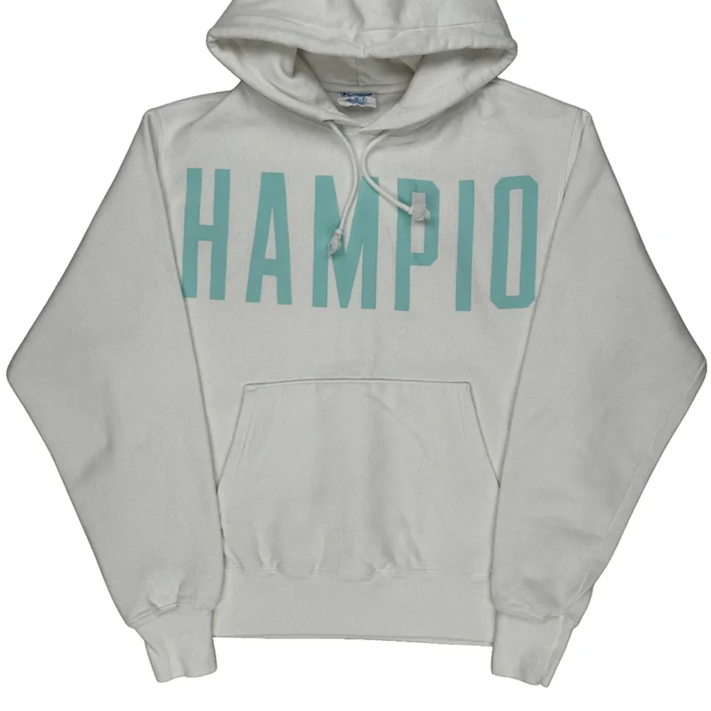 Reverse Weave Champion Spellout Hoodie - Medium White Cotton - Image 5