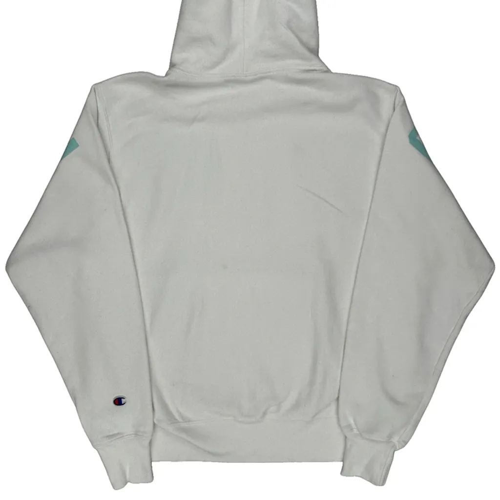 Reverse Weave Champion Spellout Hoodie - Medium White Cotton - Image 7