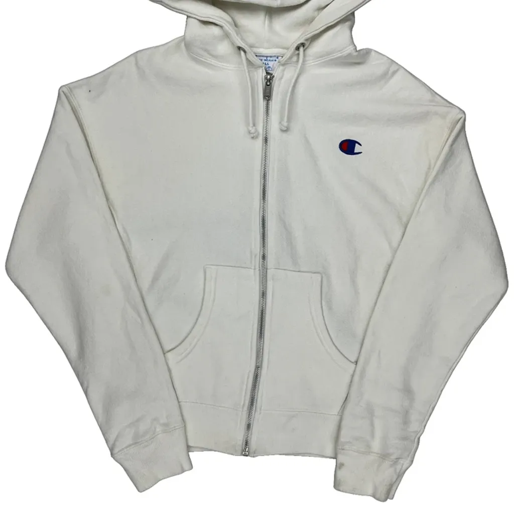 Reverse Weave Champion Hoodie - Small White Cotton - Image 4
