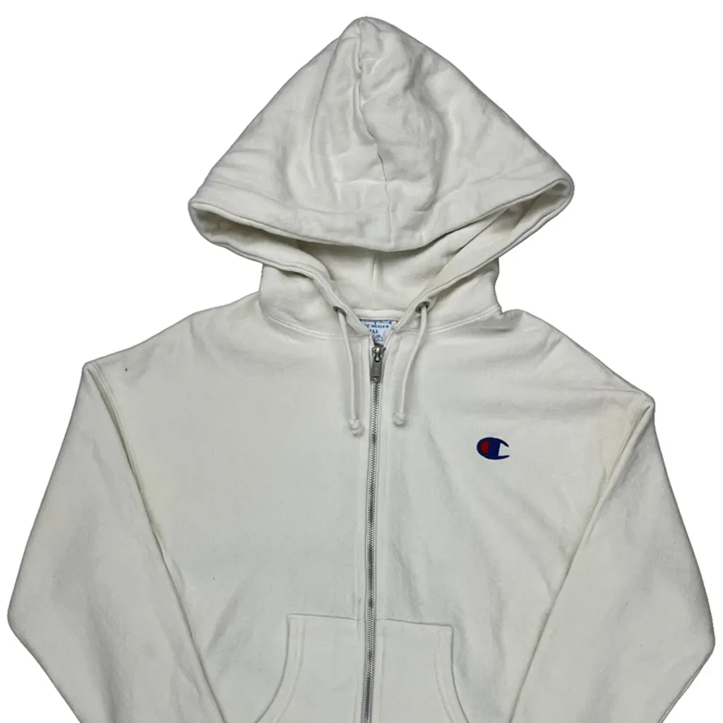 Reverse Weave Champion Hoodie - Small White Cotton - Image 5