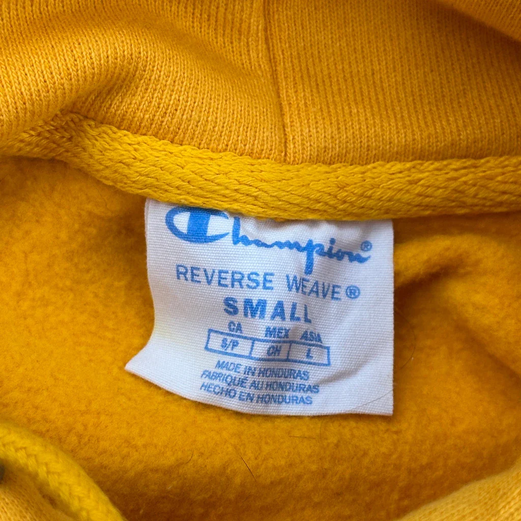 Reverse Weave Champion Hoodie - Small Yellow Cotton - Image 3