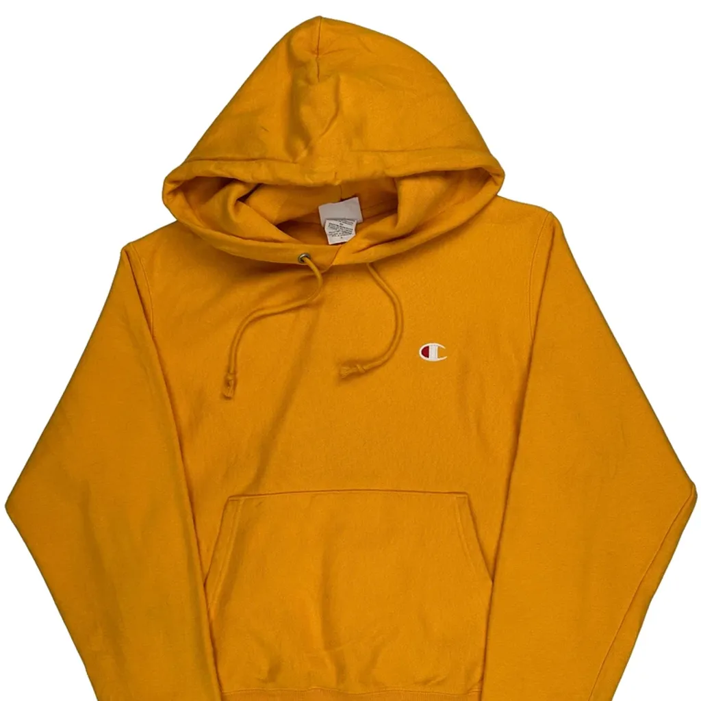Reverse Weave Champion Hoodie - Small Yellow Cotton - Image 4