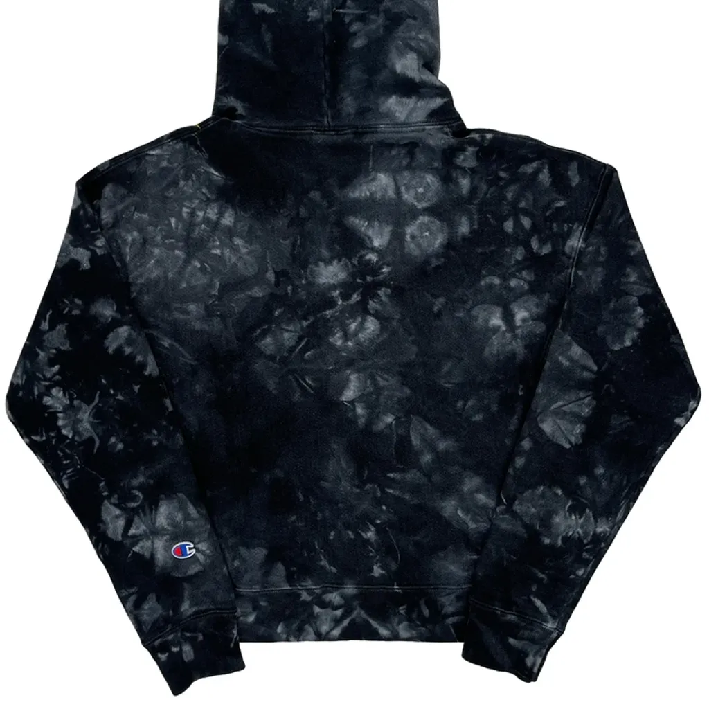 Reverse Weave Champion Tie-Dye Hoodie - Small Black Cotton Blend - Image 7