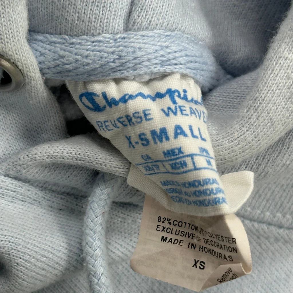Reverse Weave Champion Hoodie - XS Blue Cotton - Image 3
