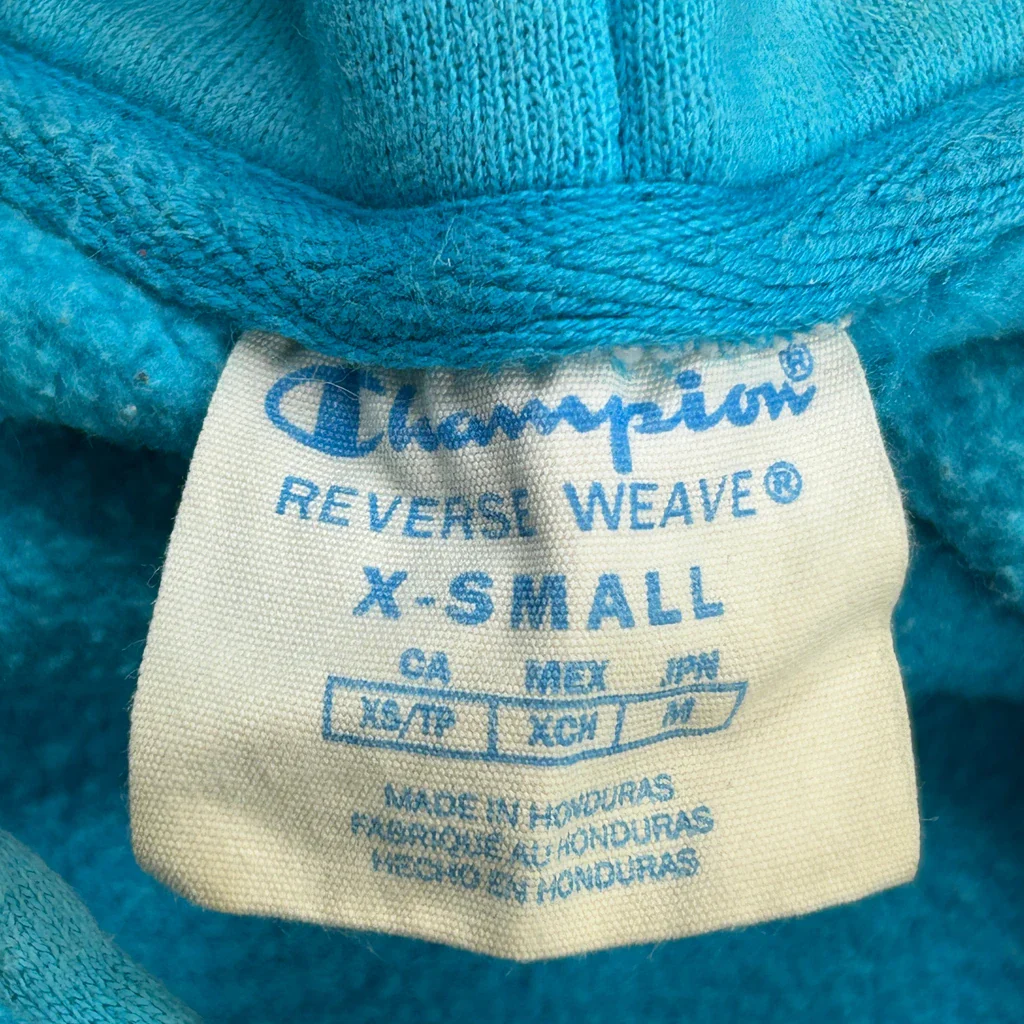 Reverse Weave Champion Hoodie - XS Blue Cotton - Image 3