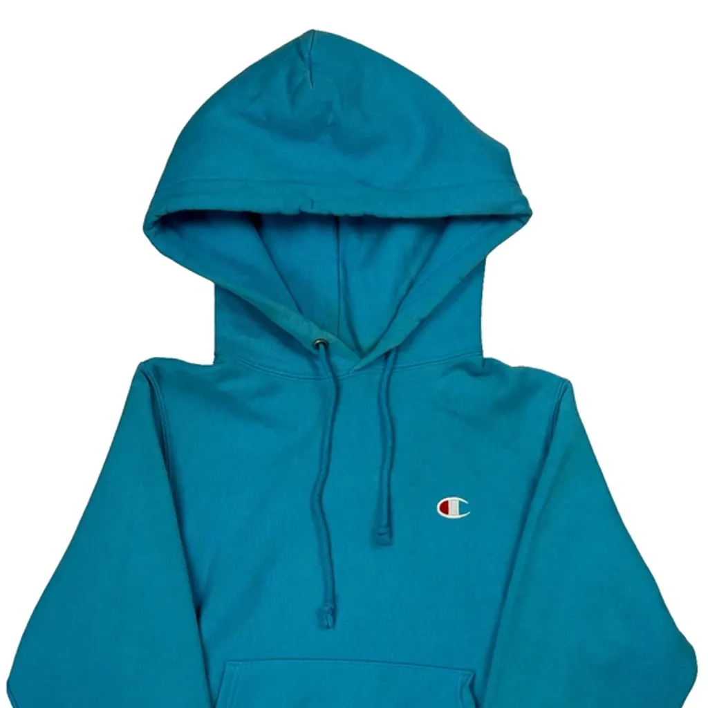 Reverse Weave Champion Hoodie - XS Blue Cotton - Image 4