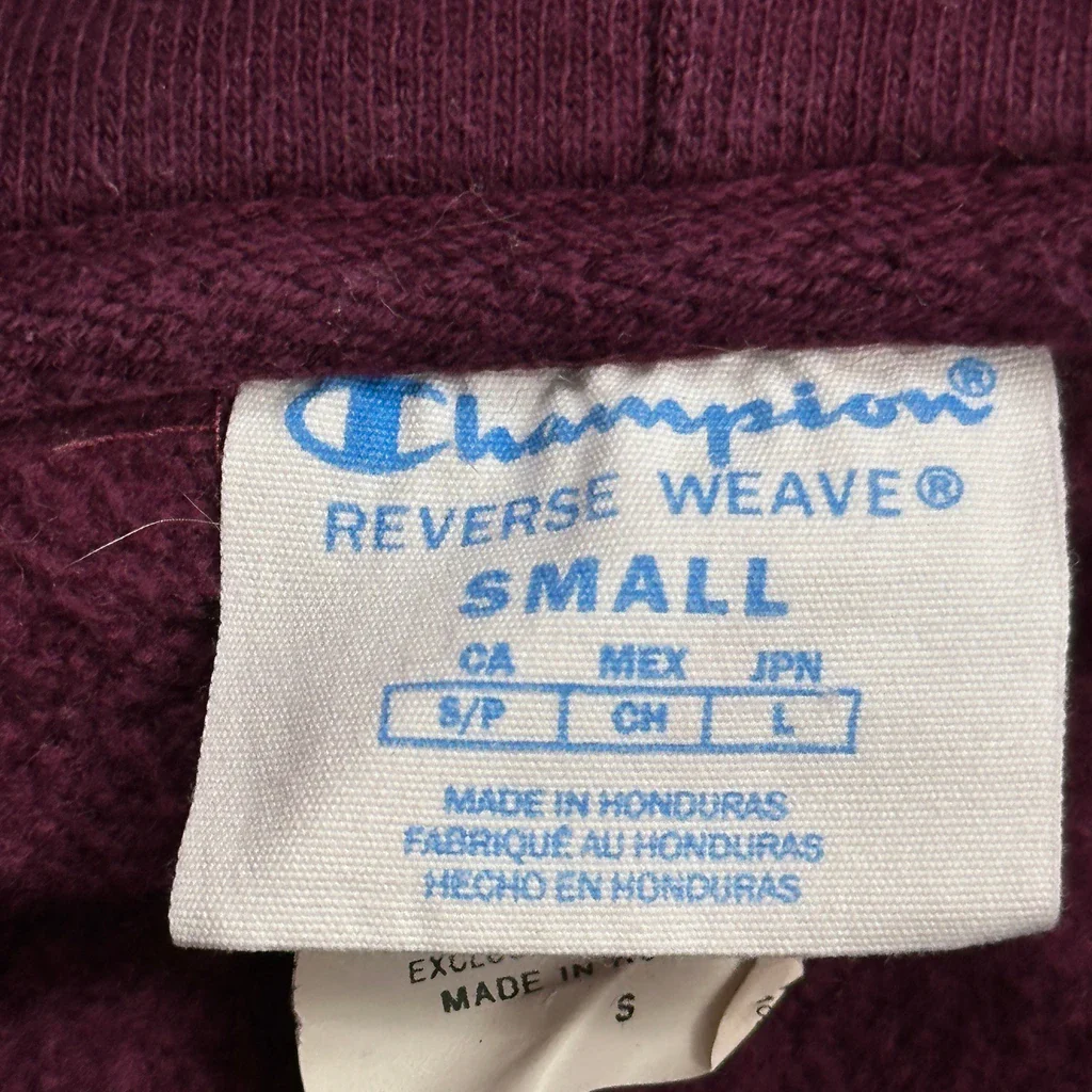 Reverse Weave Champion Hoodie - Small Burgundy Cotton - Image 3