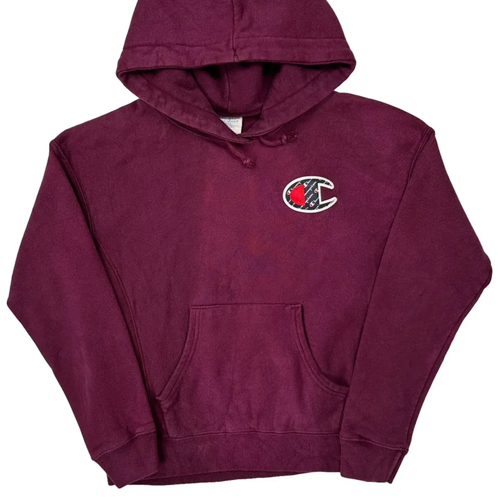 Reverse Weave Champion Hoodie - Small Burgundy Cotton - Image 4