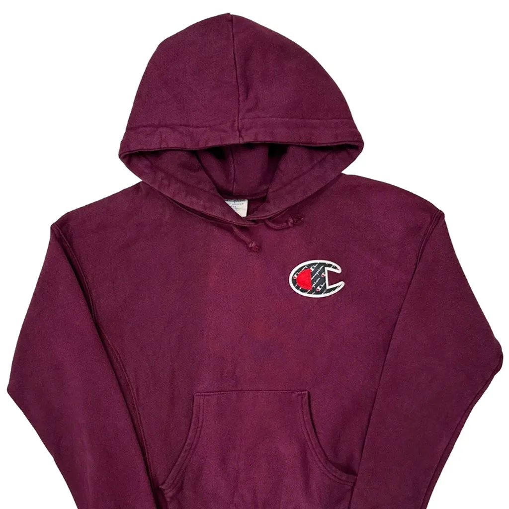 Reverse Weave Champion Hoodie - Small Burgundy Cotton - Image 5