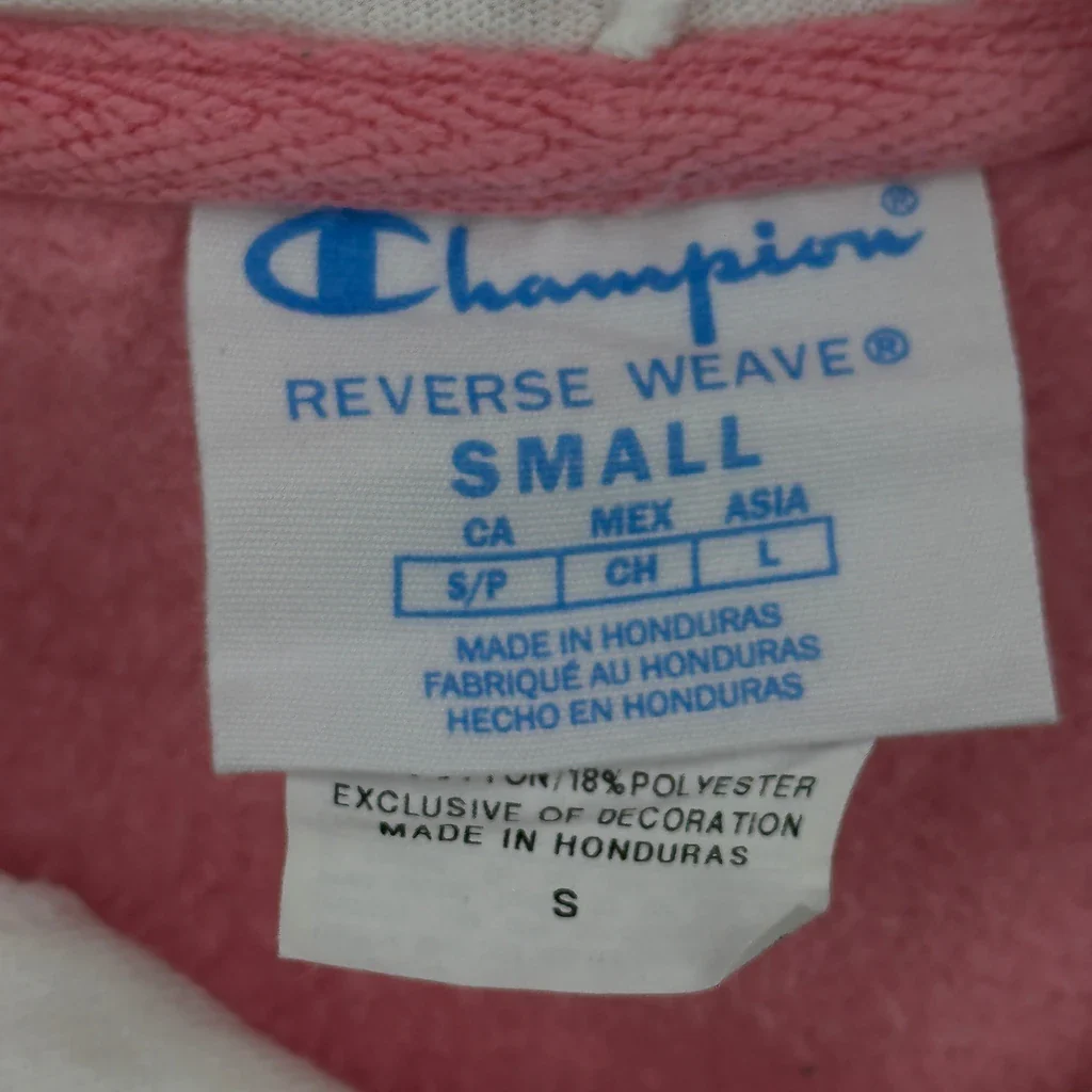 Reverse Weave Champion Hoodie - Small Pink Cotton Blend - Image 3