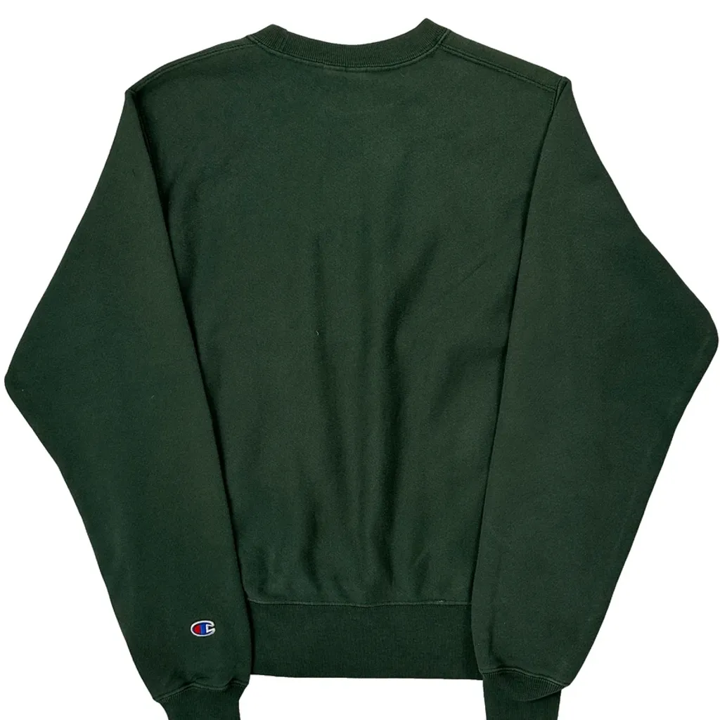 Reverse Weave Champion Spellout Sweatshirt - Small Green Cotton - Image 7