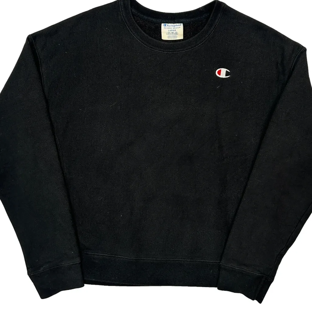 Reverse Weave Champion Sweatshirt - Large Black Cotton - Image 4