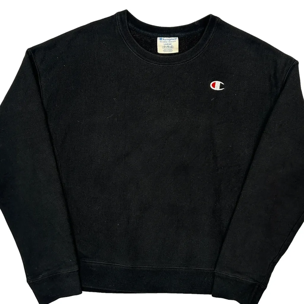 Reverse Weave Champion Sweatshirt - Large Black Cotton - Image 5