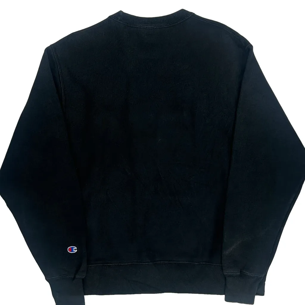 Reverse Weave Champion Spellout Sweatshirt - Large Black Cotton Blend - Image 6