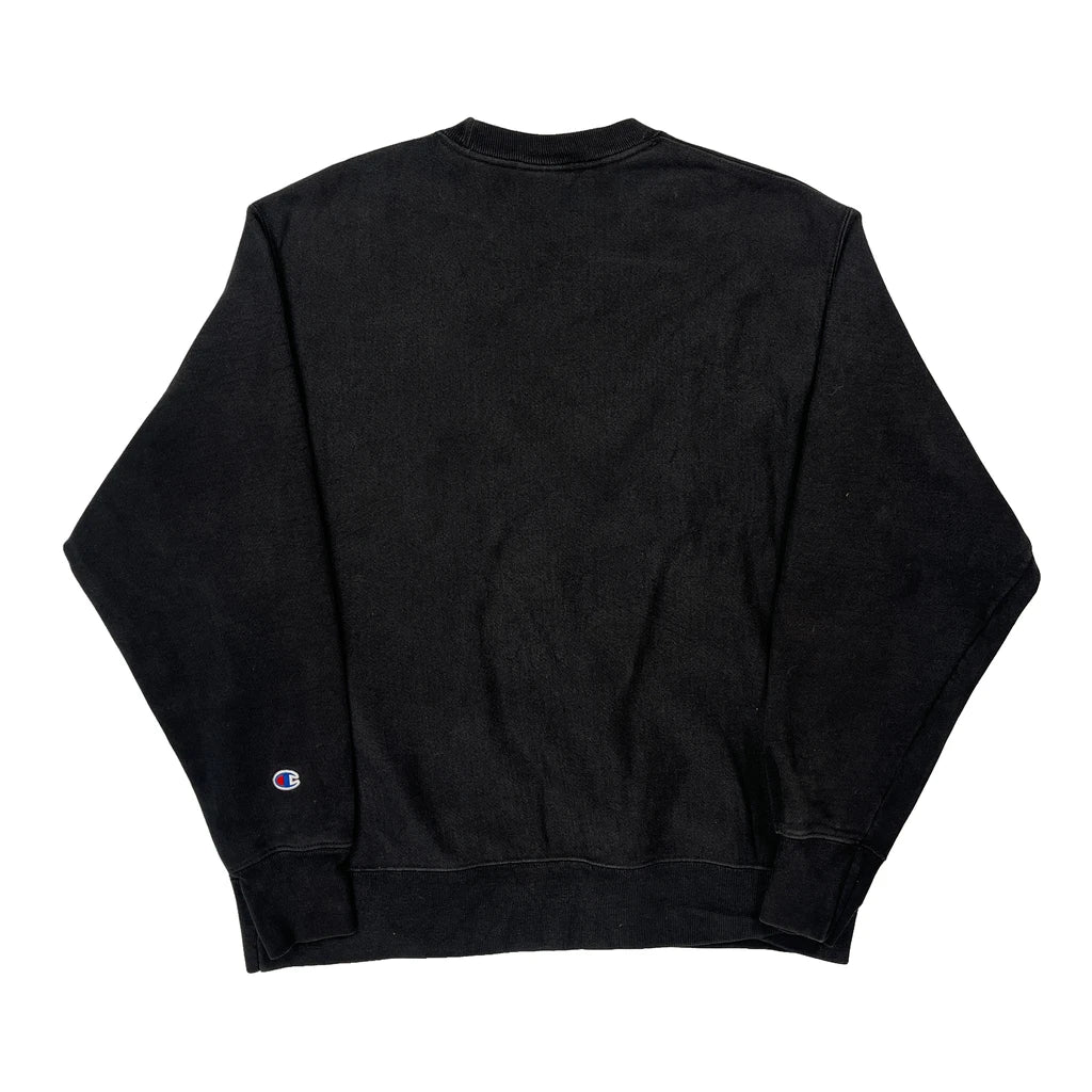 Reverse Weave Champion College Sweatshirt - Large Black Cotton - Image 2