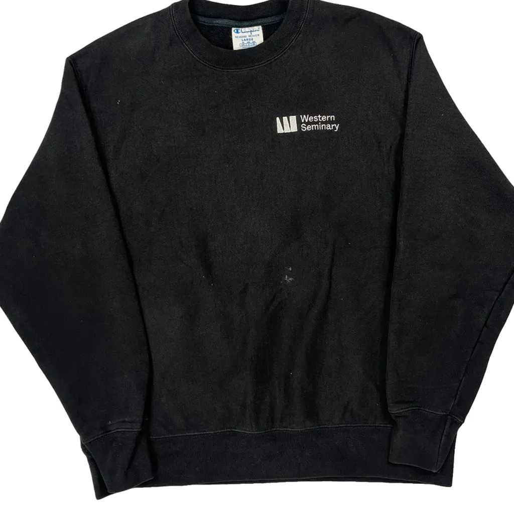 Reverse Weave Champion College Sweatshirt - Large Black Cotton - Image 4