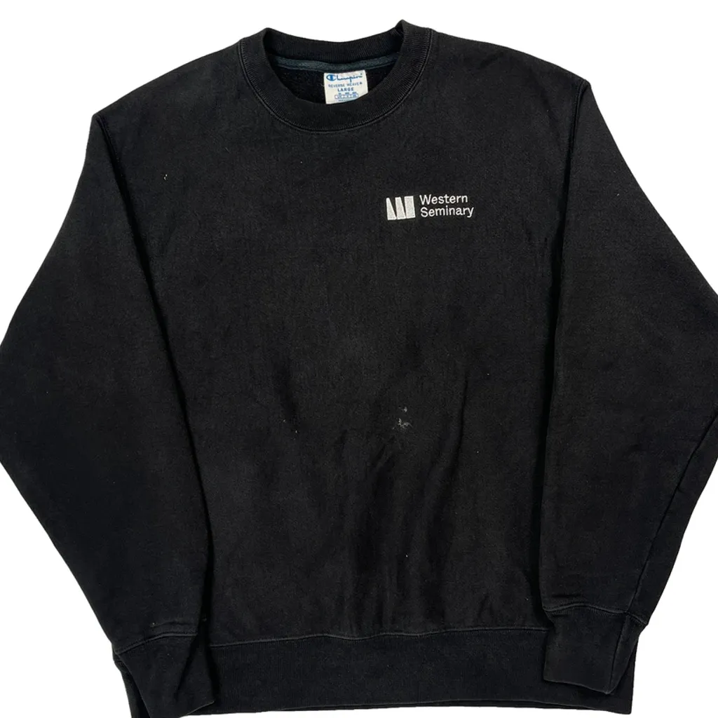 Reverse Weave Champion College Sweatshirt - Large Black Cotton - Image 5