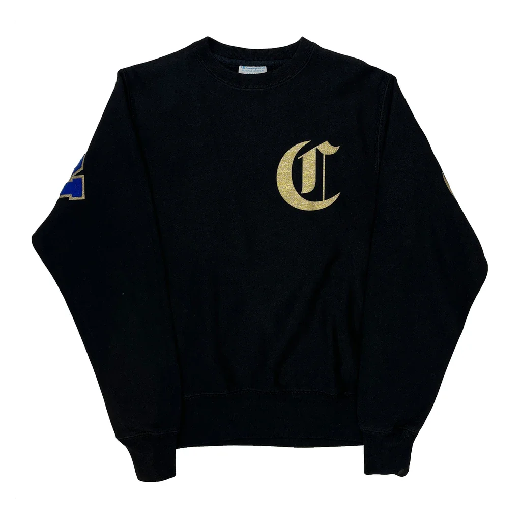 Reverse Weave Champion Graphic Sweatshirt - Small Black Cotton