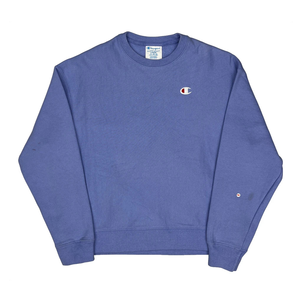 Reverse Weave Champion Sweatshirt - Large Blue Cotton