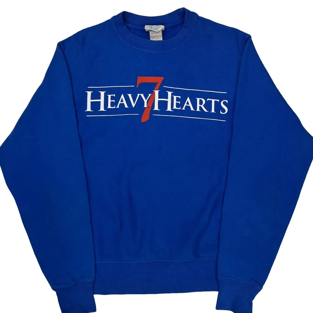 Reverse Weave Champion Heavy Hearts Sweatshirt - Small Blue Cotton Blend - Image 4