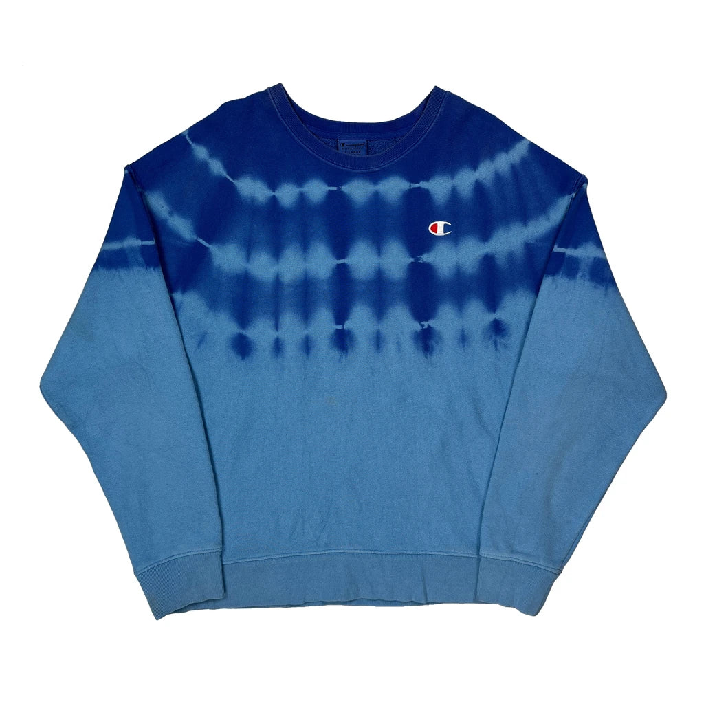 Reverse Weave Champion Tie-Dye Sweatshirt - XL Blue Cotton