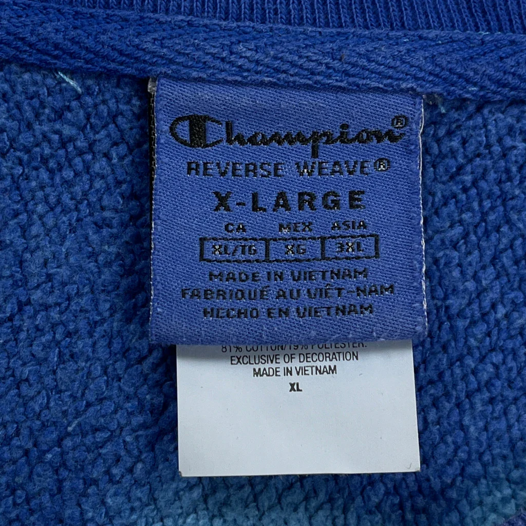 Reverse Weave Champion Tie-Dye Sweatshirt - XL Blue Cotton - Image 3