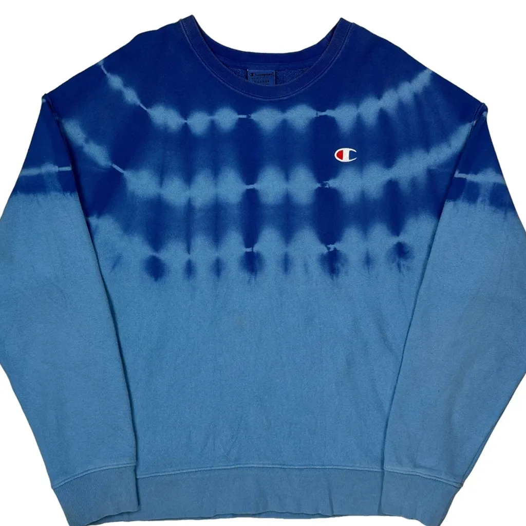 Reverse Weave Champion Tie-Dye Sweatshirt - XL Blue Cotton - Image 4