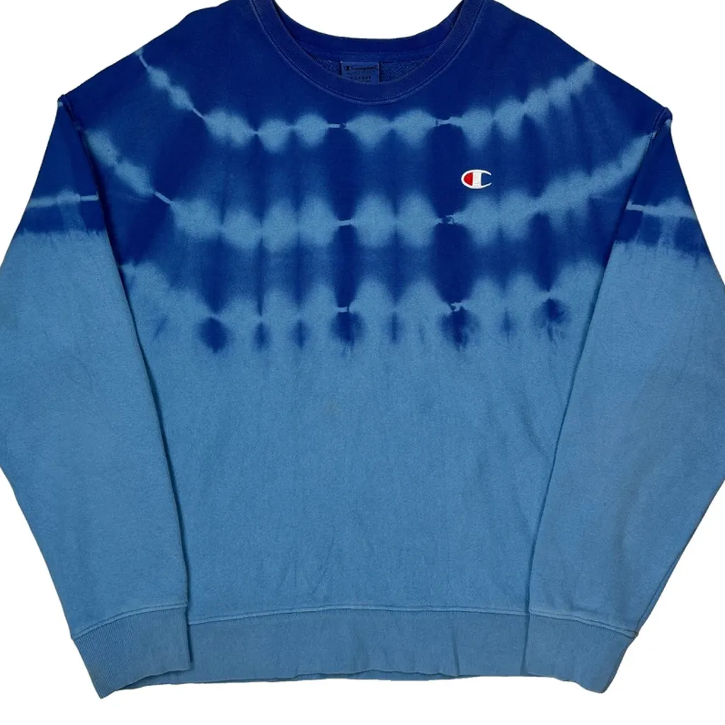 Reverse Weave Champion Tie-Dye Sweatshirt - XL Blue Cotton - Image 5