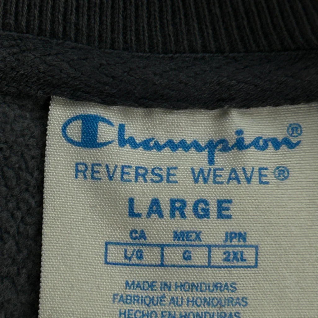 Reverse Weave Champion Spellout Sweatshirt - Large Gray Cotton - Image 3