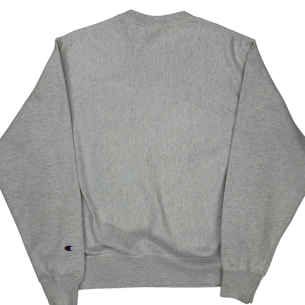 Reverse Weave Champion Rock Chalk Jayhawk Graphic Sweatshirt - Medium Gray Cotton - Image 6