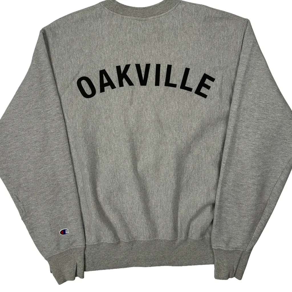 Reverse Weave Champion College Sweatshirt - Large Grey Cotton Blend - Image 6