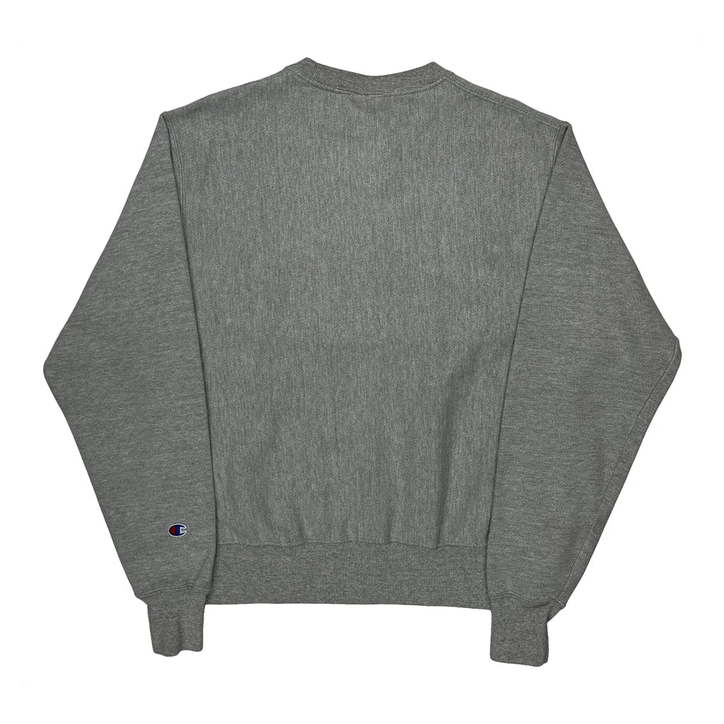 Reverse Weave Champion Spellout Sweatshirt - Medium Grey Cotton - Image 2