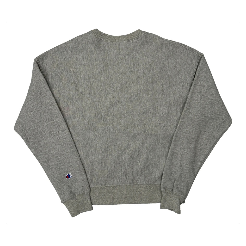 Reverse Weave Champion Spellout Sweatshirt - Medium Grey Cotton Blend - Image 2
