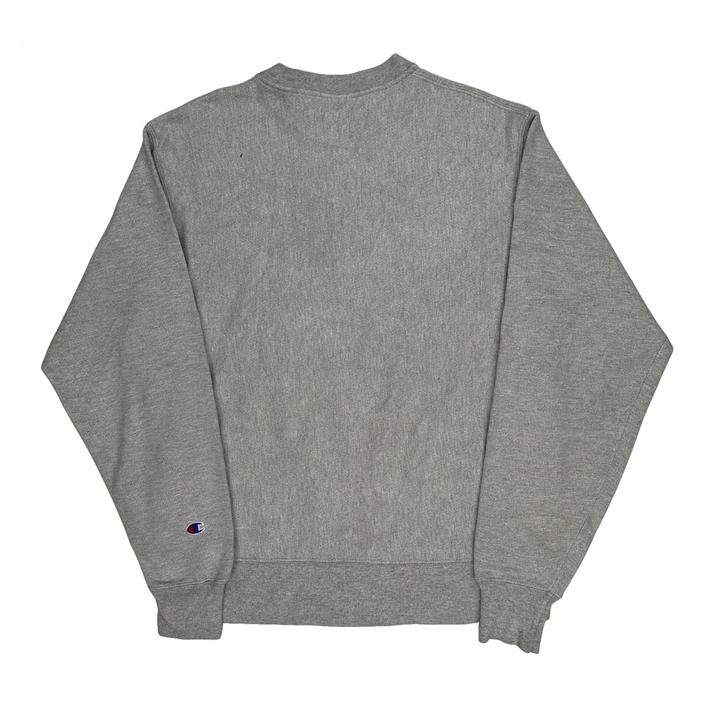 Reverse Weave Champion Spellout Sweatshirt - Medium Grey Cotton - Image 2