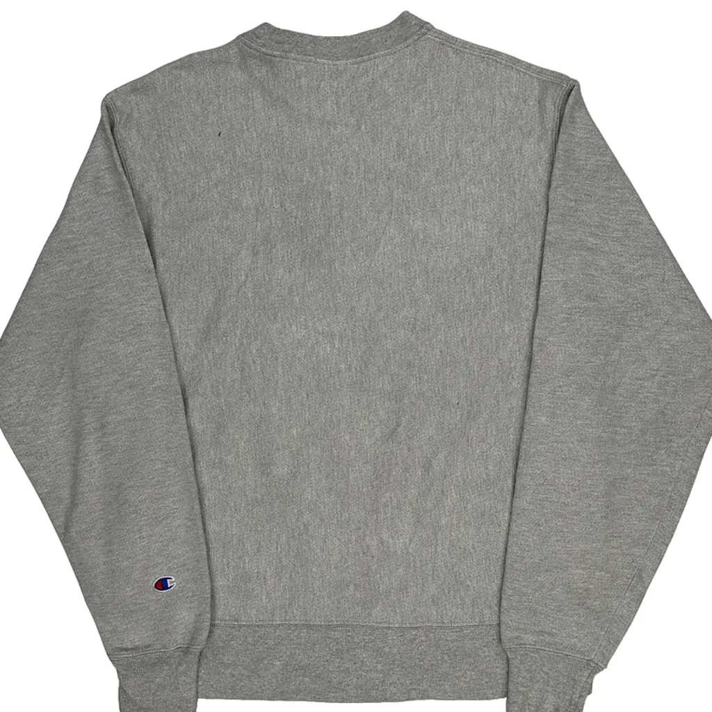 Reverse Weave Champion Spellout Sweatshirt - Medium Grey Cotton - Image 7