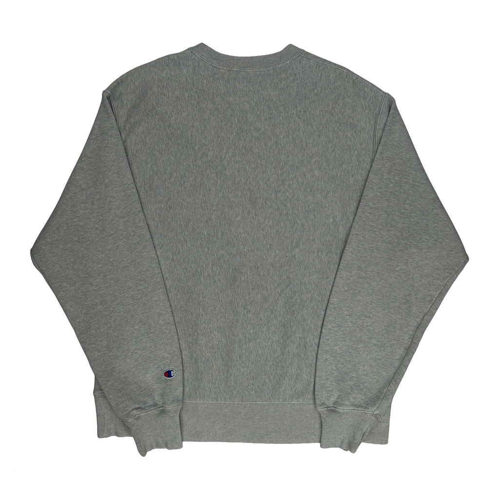 Reverse Weave Champion Spellout Sweatshirt - Medium Grey Cotton - Image 2