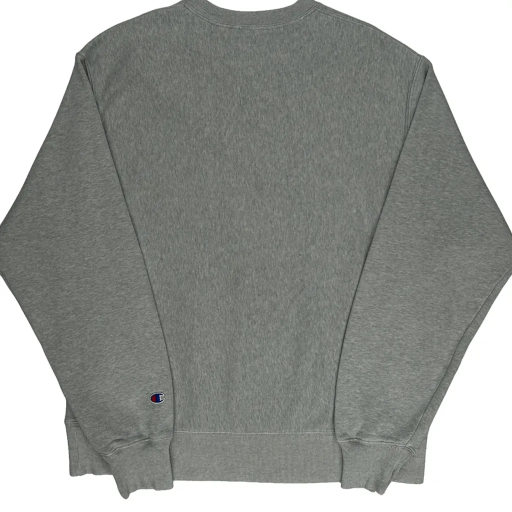 Reverse Weave Champion Spellout Sweatshirt - Medium Grey Cotton - Image 6