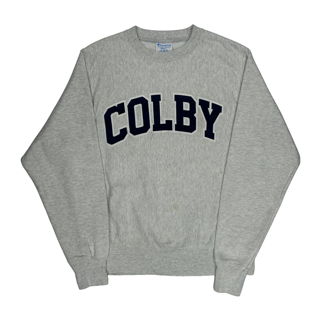 Reverse Weave Champion College Sweatshirt - Small Grey Cotton Blend
