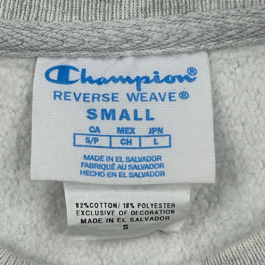 Reverse Weave Champion College Sweatshirt - Small Grey Cotton Blend - Image 3