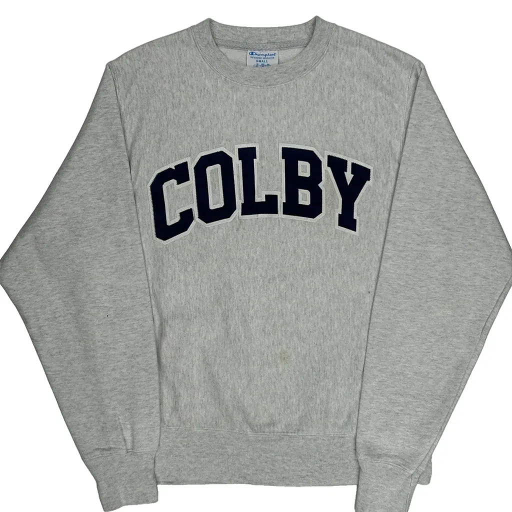 Reverse Weave Champion College Sweatshirt - Small Grey Cotton Blend - Image 4