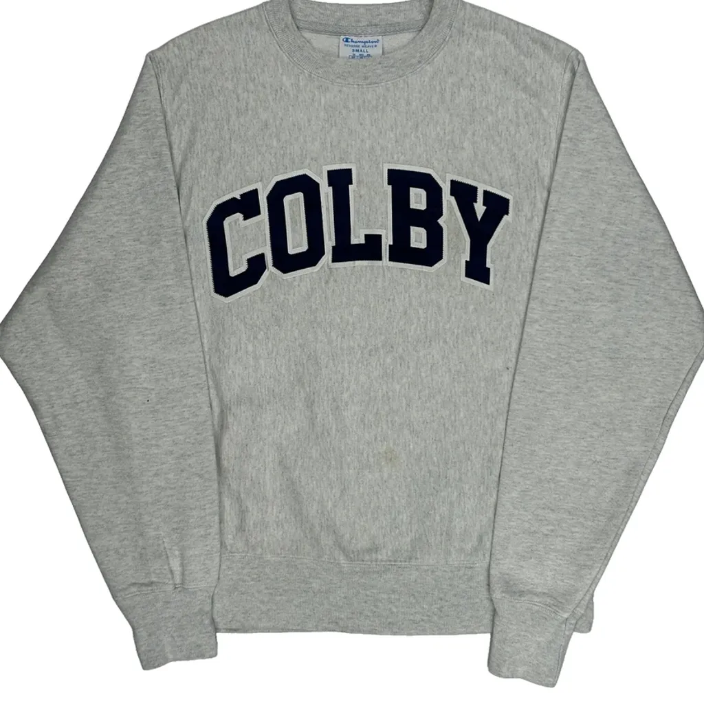 Reverse Weave Champion College Sweatshirt - Small Grey Cotton Blend - Image 5