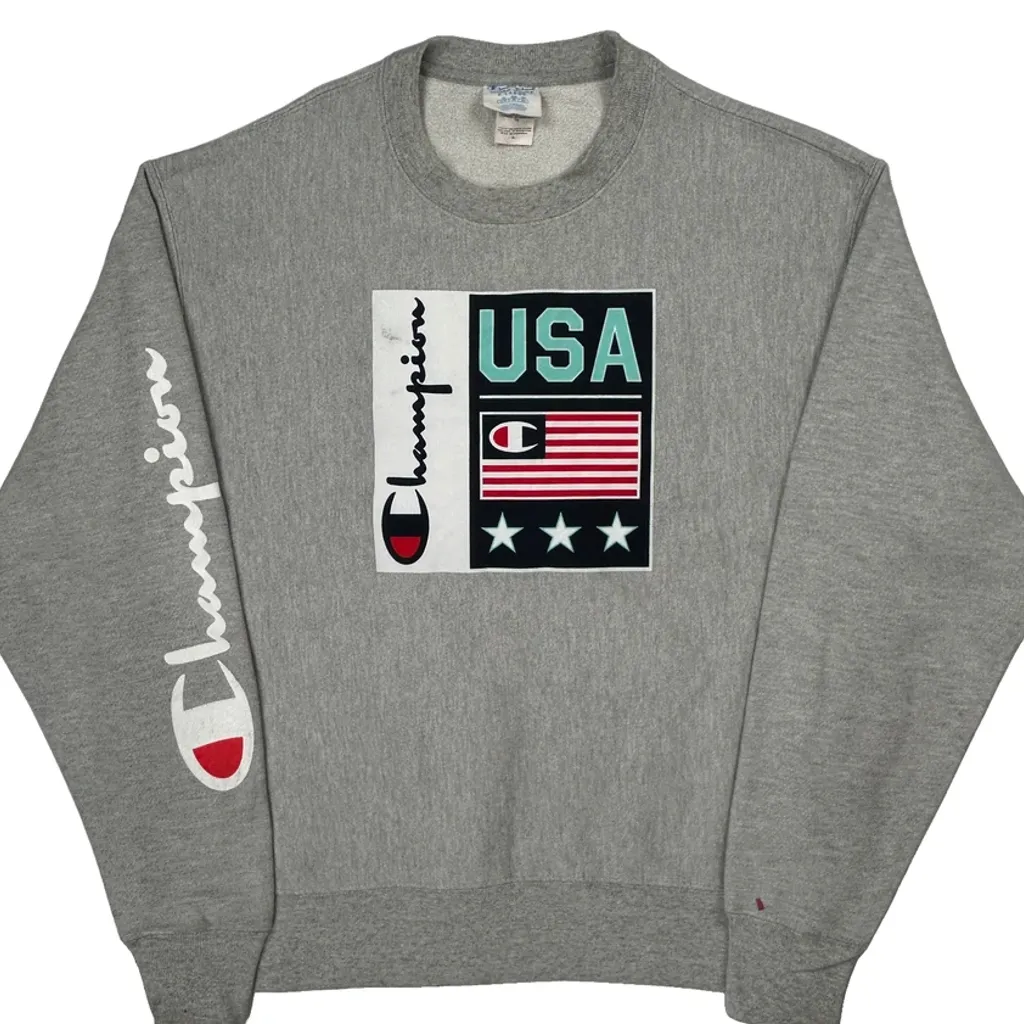 Reverse Weave Champion USA Sweatshirt - XL Grey Cotton Blend - Image 4