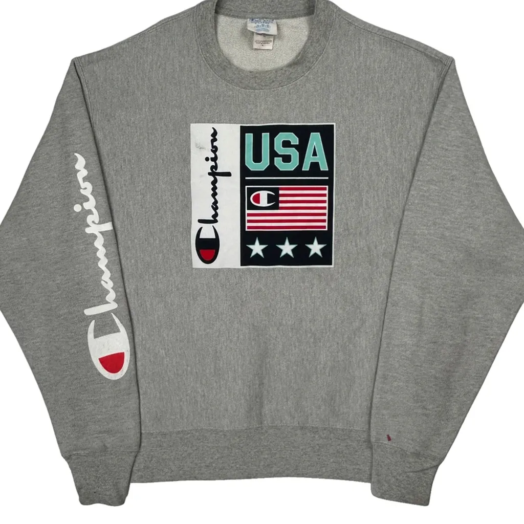 Reverse Weave Champion USA Sweatshirt - XL Grey Cotton Blend - Image 5