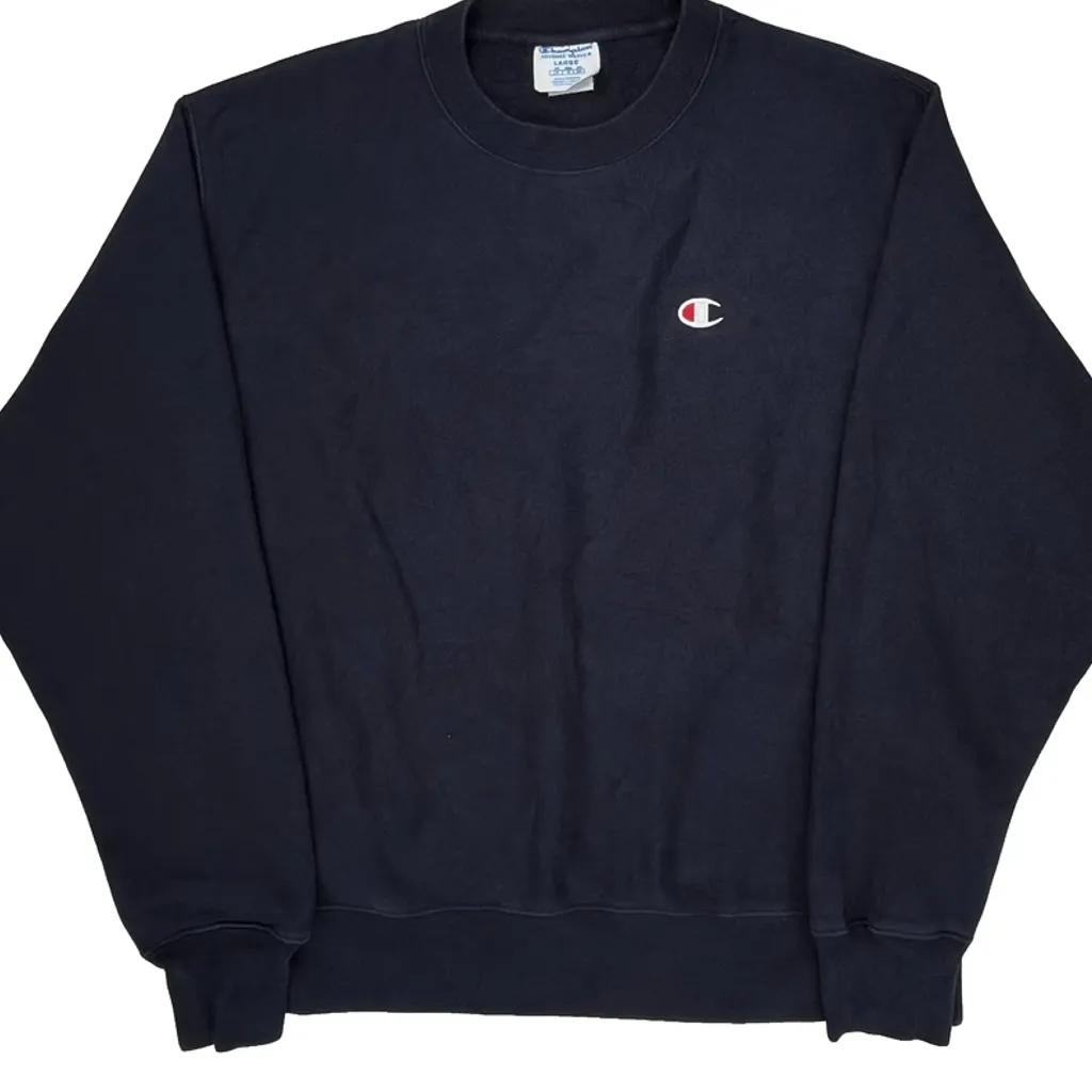 Reverse Weave Champion Sweatshirt - Large Navy Cotton - Image 4