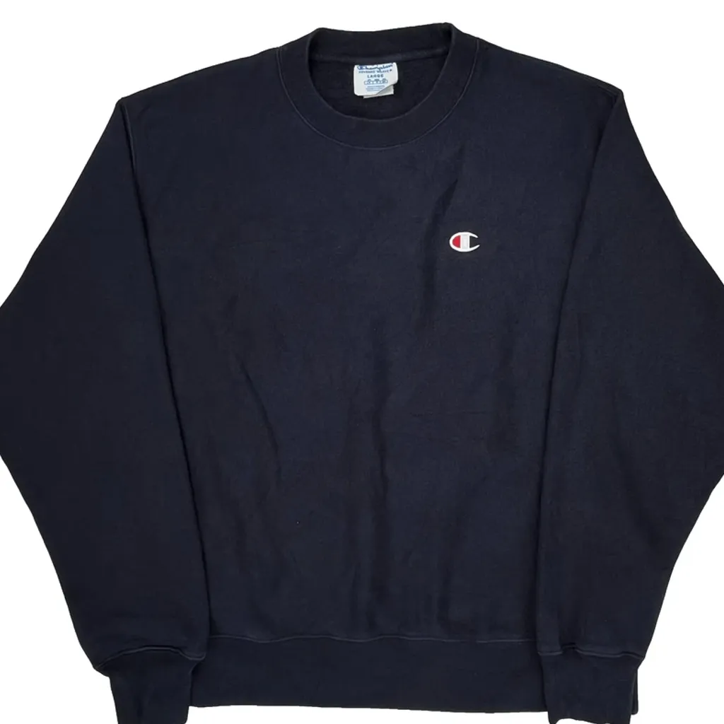 Reverse Weave Champion Sweatshirt - Large Navy Cotton - Image 5