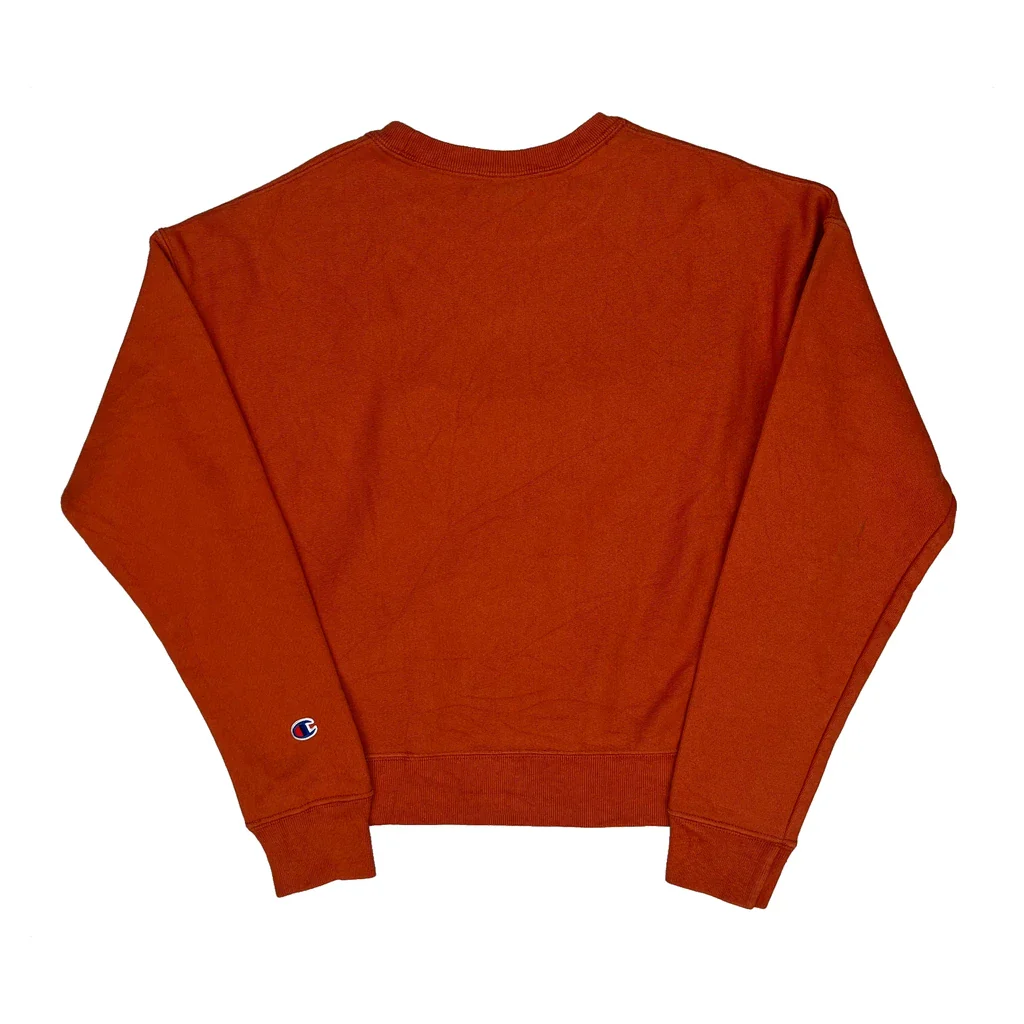 Reverse Weave Champion Sweatshirt - Small Orange Cotton Blend - Image 2