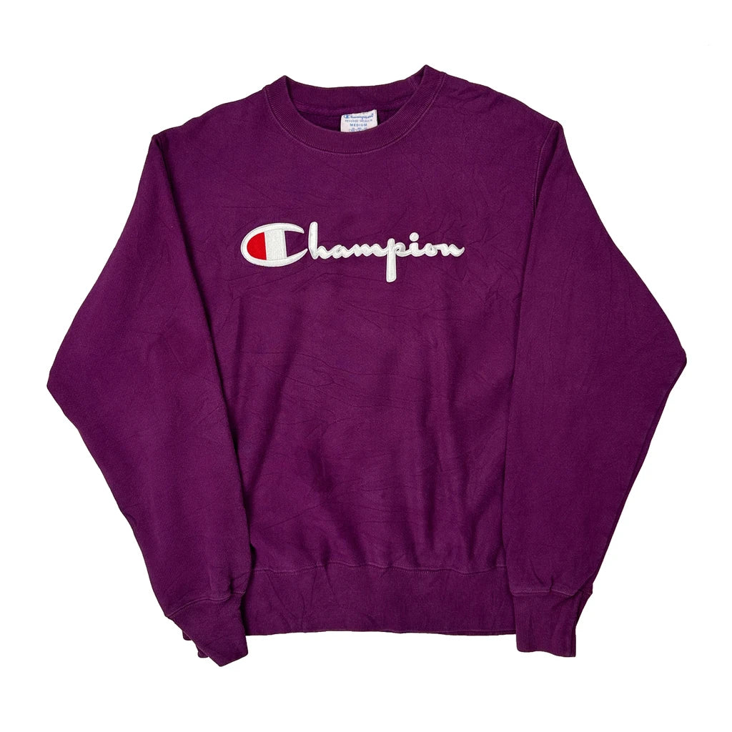Reverse Weave Champion Spellout Sweatshirt - Medium Purple Cotton
