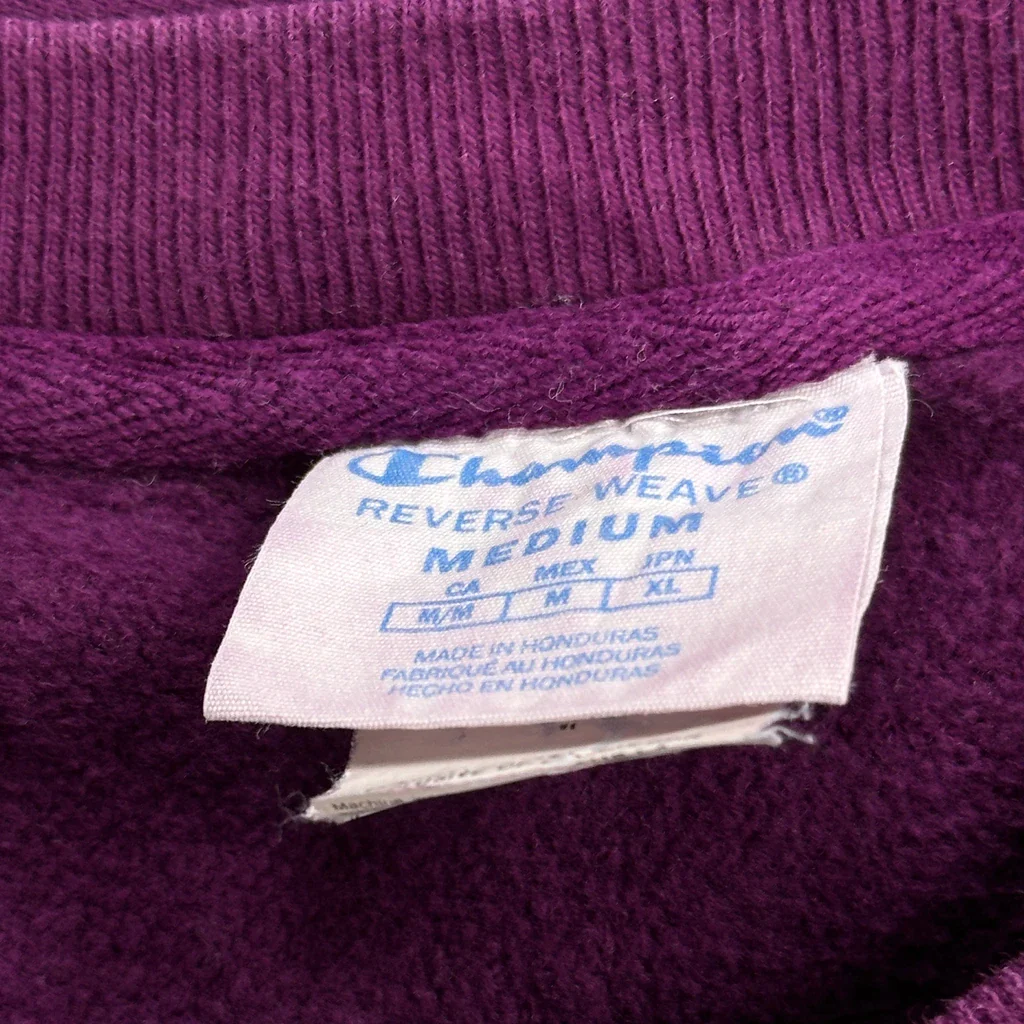 Reverse Weave Champion Spellout Sweatshirt - Medium Purple Cotton - Image 3