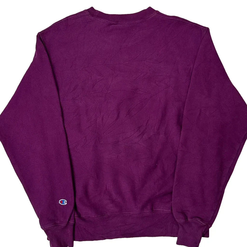 Reverse Weave Champion Spellout Sweatshirt - Medium Purple Cotton - Image 7